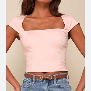 Lulus Elegant Pink Square Neck Top Size XL